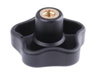 70017 Elesa  Black Multiple Lobes Clamping Knob, M10, Threaded Through Hole