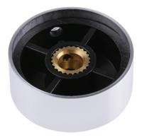 499-955 RS PRO 32mm Silver Potentiometer Knob for 6.4mm Shaft Splined