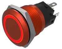 82-57511114 EAO Series 82 Series Illuminated Push Button Switch, Momentary, Flush Mount, 19mm Cutout, SPST, SPST, Red LED, 24V,