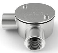 471-1265 RS PRO Angle Box, Conduit Fitting, 20mm Nominal Size, 1.5mm, 316 Stainless Steel, Silver IP67 rating