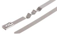 743-6342 RS PRO Cable Tie, Zig Zag, 200mm x 7.9 mm, Metallic 316 Stainless Steel, Pk-100