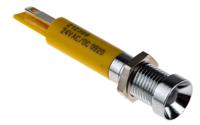 210-989 RS PRO Yellow Panel Mount Indicator, 24V dc, 8mm Mounting Hole Size, Solder Tab Termination