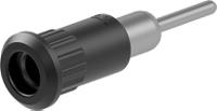 643011-21 Staubli Black Socket Test Socket, Solder Termination, 25A, 30V ac, Nickel Plating