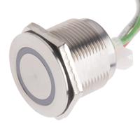 823-2766 RS PRO Capacitive Switch Latching NO,Illuminated, Blue, IP68 Brass