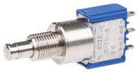 8636adbk APEM Miniature Push Button Switch, Latching, Panel Mount, 6.5mm Cutout, SPDT, 250V ac, IP65