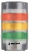 69110068 Werma FlatSIGN Series Red/Green/Yellow Signal Tower, 3 Lights, 115 → 230 V, Wall Mount