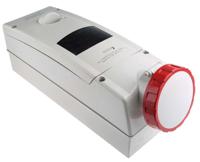 5686387-rw Scame, ADVANCE 2 IP67 Red Wall Mount 3P + N + E RCD Industrial Power Connector Socket, Rated At 63A, 415 V