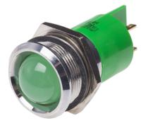 211-689 RS PRO Green Panel Mount Indicator, 12V, 22mm Mounting Hole Size, Solder Tab Termination