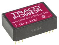 tel-3-2422 TRACOPOWER TEL 3 DC-DC Converter, ±12V dc/ ±125mA Output, 18 → 36 V dc Input, 3W, Through Hole, +85°C Max Temp