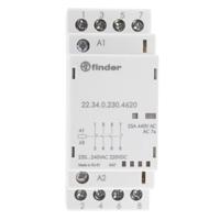 223402304620 Finder 22 Contactor, 230 V ac Coil, 4-Pole, 25 A, 4 kW 230 V, 2 NO/2 NC, 250 V dc, 440V ac