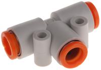 kq2t07-00a SMC KQ2 Series Tee Tube-to-Tube Adaptor Push In 1/4 in, Push In 1/4 in to Push In 1/4 in, Tube-to-Tube Connection Style