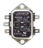 fn2020-1-06 Schaffner, FN2020 1A 250 V ac/dc 400Hz, Chassis Mount EMI Filter, Fast-On, Single Phase