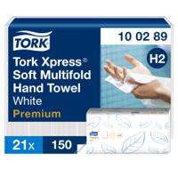 100289 Tork Xpress Folded White Paper Towel, 255 x 212 (Unfolded) mm, 85 x 212 (Folded) mm, 2-Ply, 150 Sheets
