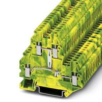 3044665 Phoenix Contact UTTB 2.5-PE Series Green, Yellow DIN Rail Terminal Block, 2.5mm², Double-Level, Screw Termination,