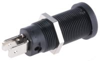669131-21 Staubli Black Female Banana Socket, 4 mm Connector, Tab Termination, 20A, 1000V, Nickel Plating