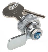 146-1808 RS PRO Chrome Zinc Cabinet Lock, 16mm Panel-to-Tongue, 16.2 x 14.2mm Cutout, Key Unlock