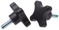 702-7702 RS PRO Black 4-Arm Clamping Knob, M10, Threaded Stud