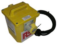 122-6714 RS PRO 1.5 kVA Intermittent 5 Mins on 15 Mins off Site Transformer, 230V ac Primary, 110 (55V Secondary, 2 x 16A O/P