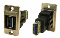 235-4748 RS PRO Straight, Panel Mount, Socket to Socket- Dual Port Type A to A 3.0 USB Connector
