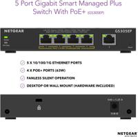 gs305ep-100uks Netgear GS305EP, Smart 5 Port Ethernet Switch With PoE