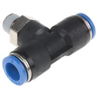 qst-18-8 Festo QS Series Tee Threaded Adaptor, Push In 8 mm to Push In 8 mm, Threaded-to-Tube Connection Style, 153109