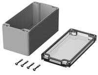 02231100 Bopla Euromas Series Grey Polycarbonate Enclosure, IP66, Flanged, Transparent Lid, 160 x 80 x 85mm