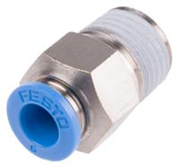 qs-14-6 Festo QS Series Straight Threaded Adaptor, R 1/4 Male to Push In 6 mm, Threaded-to-Tube Connection Style, 153003