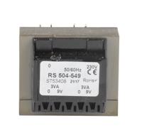 504-549 RS PRO 9V ac 2 Output Through Hole PCB Transformer, 6VA
