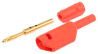 659182-22 Staubli Red Male Banana Plug, 2mm Connector, Solder Termination, 10A, 600V, Gold Plating