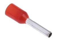 513-2607 RS PRO Insulated Crimp Bootlace Ferrule, 8mm Pin Length, 1.4mm Pin Diameter, 1mm² Wire Size, Red