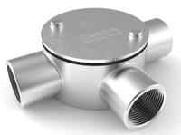 471-1293 RS PRO 3 Way Tee Box, Conduit Fitting, 25mm Nominal Size, 316 Stainless Steel, Silver IP67 rating