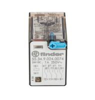 553490240074 Finder Plug In Relay, 24V dc Coil, 7A Switching Current, 4PDT