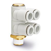 kq2zd08-04as SMC KQ2ZD Series Double Branch Universal Male Elbow, 8 mm to R 1/2, Threaded-to-Tube Connection Style, KQ2ZD08-04AS