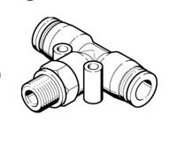 qst-g38-16 Festo Tee Threaded Adaptor, Push In 16 mm to Push In 16 mm, Threaded-to-Tube Connection Style, 186349