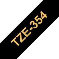 tze-354 Brother Gold on Black Label Printer Tape, 8 m Length, 24 mm Width