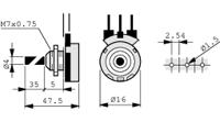 t-16shm04n503a PIHER SENSORS AND CONTROLS S.S.A 50kΩ Rotary Potentiometer 1-Gang Through Hole, T-16SHM04N503A