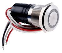 mpi002flgn24 Bulgin MPI002 Series Illuminated Push Button Switch, Momentary, Panel Mount, 19.2mm Cutout, SPST, Green LED, IP66
