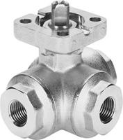 vzba-34-ggg-63-32l-f0405-v4v4t Festo Stainless Steel 3 Way, Ball Valve, Threaded, Rp 3/4in, 20mm, 6 - 8.4bar Operating Pressure