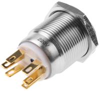 r19ffsspagrb220 EOZ Illuminated Push Button Switch, Momentary, Panel Mount, 19.2mm Cutout, SPDT, Blue LED, IP65