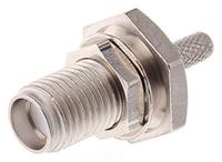 j01151a0009 Telegartner, Jack Panel Mount SMA Connector, 50Ω, Crimp Termination, Straight Body