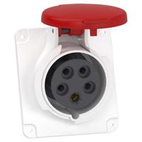 pky16f435 Schneider Electric, PratiKa IP44 Red Panel Mount 3P + N + E Right Angle Industrial Power Socket, Rated At 16A, 415 V