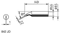 842jd Ersa 2 mm Chisel Soldering Iron Tip for use with Power Tool