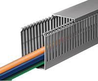 184-10068-htwd-pn-25x40-pvc-gy HellermannTyton HTWD-PN Grey Slotted Panel Trunking - Wide Slot, W25 mm x D40mm, L2m, PVC