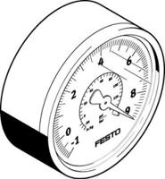 vam-63-v19-r14-en Festo Analogue Pressure Gauge 0bar Back Entry 63mm Outside Diameter
