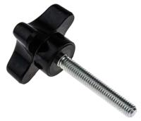 686-626 RS PRO Black 4-Arm Clamping Knob, M6, Threaded Stud
