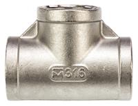 499-2997 RS PRO Stainless Steel Pipe Fitting, Tee Circular Tee, Female G 3/4in x Female G 3/4in x Female G 3/4in