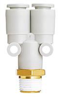 kq2u08-u02a SMC KQ2 Series Y Threaded Adaptor, Push In 8 mm to Push In 8 mm, Threaded-to-Tube Connection Style