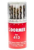 a094413 Dormer 13-Piece Twist Drill Bit Set for Multi-Material, 6.5mm Max, 1.5mm Min, HSS-TiN Bits