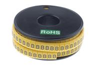 812-1102 RS PRO Slide On Cable Markers, Black on Yellow, Pre-printed "B", 3.5 → 7mm Cable
