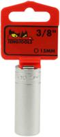 m380615-c Teng Tools 3/8 in Drive 15mm Deep Socket, 6 point, 45.5 mm Overall Length